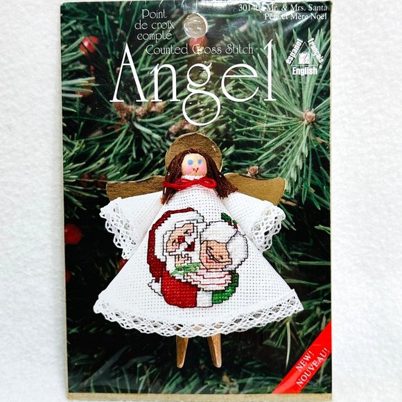Angel Cross Stitch Kit by Leisure Arts - Mr. & Mrs. Santa - New (1999) - Picture 1 of 3
